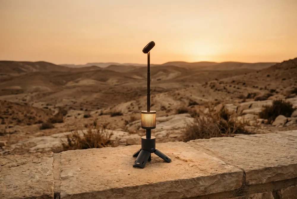 מנורת קמפינג טלסקופית נטענת 10000mAh — בפעולה